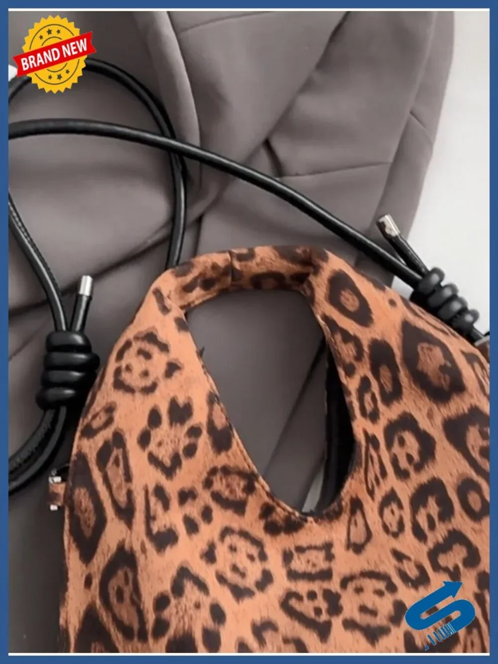 Suede Leopard Print Hobo Shoulder Bag with Adjustable Strap